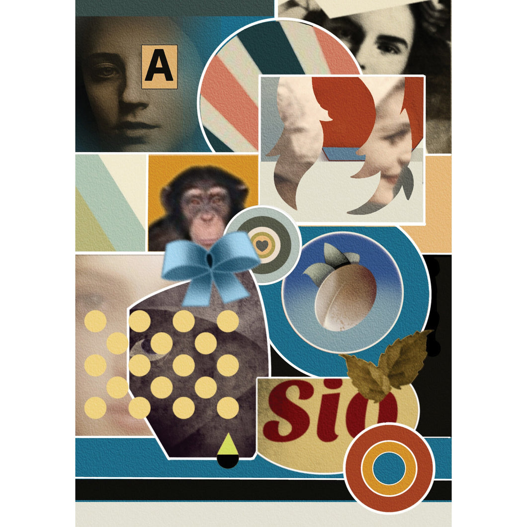 CARD TA43.  (RETRO COLLAGE SIX) - PACK OF SIX (INCLUDING : VAT). - STUDIO CONTEMPORARY