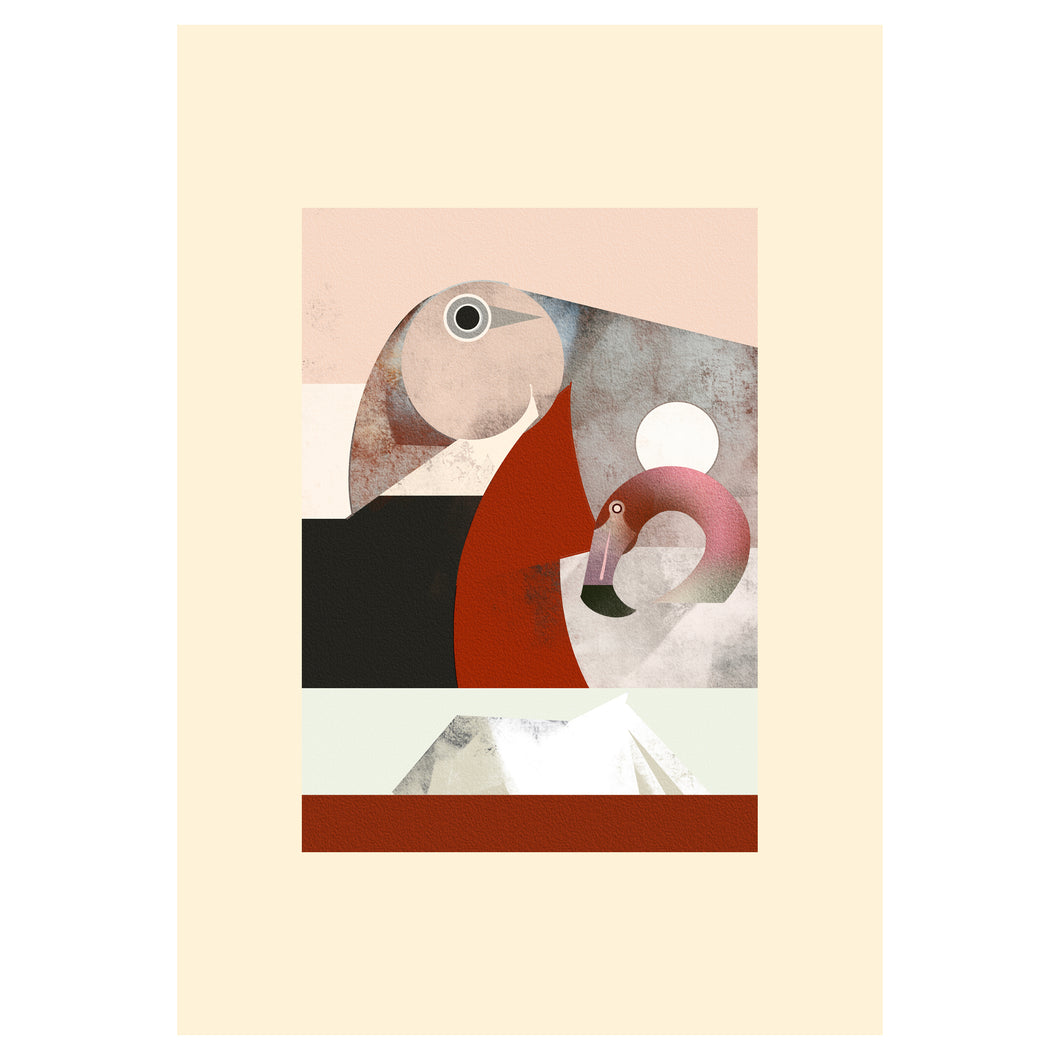A62.  PUFFIN & FLAMINGO