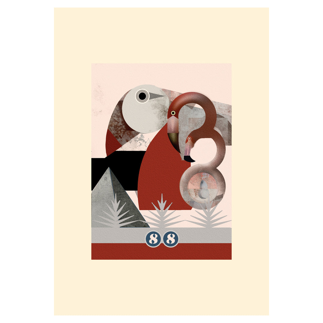 A63.  PUFFIN & FLAMINGO TWO